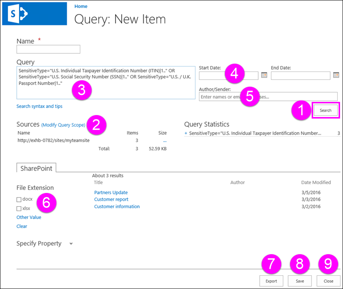 New query page