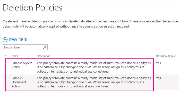 Policy templates