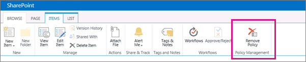 Remove Policy button on Ribbon