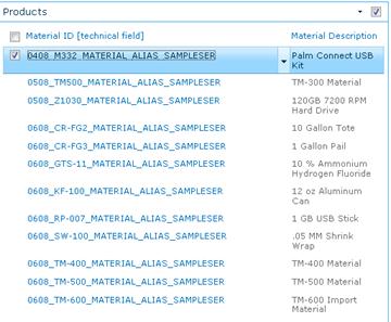 The Products site shows a list of the products in your SAP libraray.