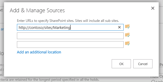 Add and Manage Sources dialog