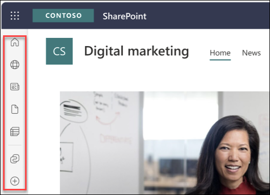 screenshot of sharepoint app bar