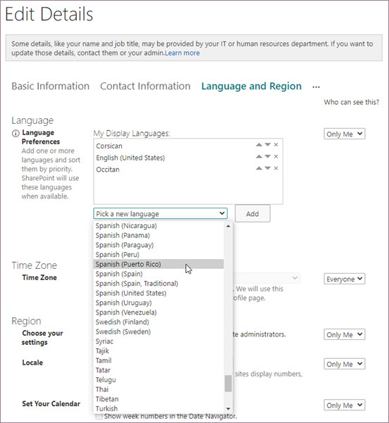 Edit Details page