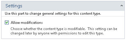 Read-only settings for content type