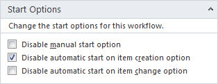 Workflows Start Options