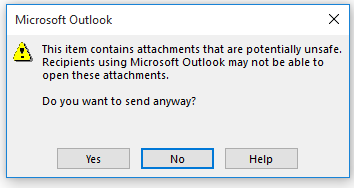 Outlook unsafe attachment warning
