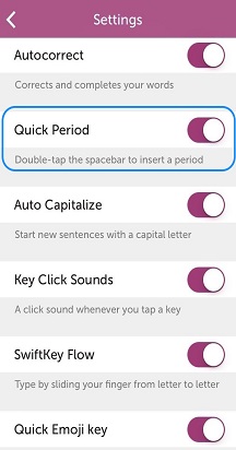Settings Quick Period