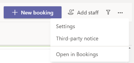 In the Bookings app, Go to More options > Settings