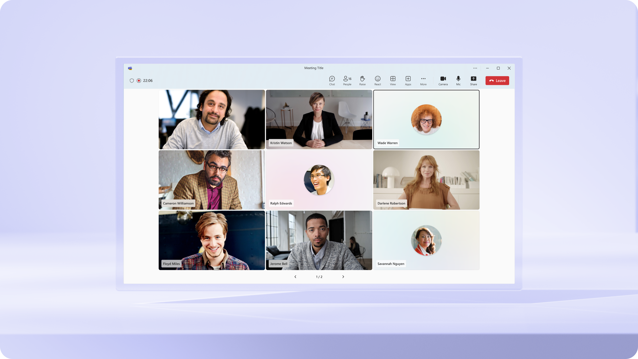 Video options in Teams meetings