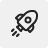 Rocket launching with a gear, representing getting started and settings.