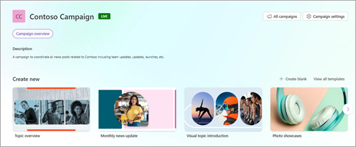 A screenshot shows the 'Create a new campaign' pane on the right side.