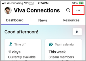 Screenshot showing the more options ellipsis highlighted in the upper-right of the mobile device.