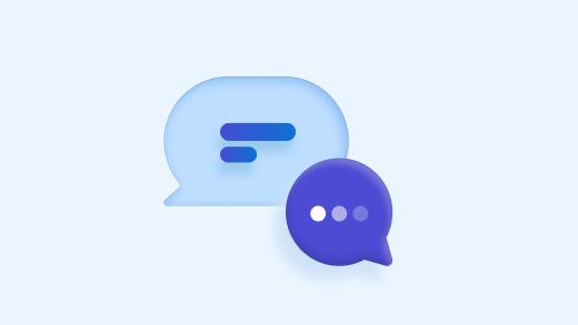 Screenshot shows two blue speech bubbles representing calls and messages.