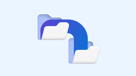 Two folders connected by an arrow representing file transfers.