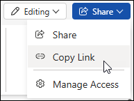 Copy a link to your document in Word for the web