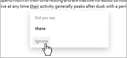 Dictation suggestion marked word.