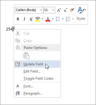 Update Field command