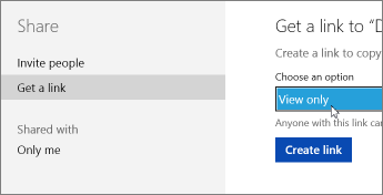 View only option in the Get a link dialog