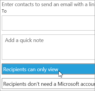 Recipients can only view option in the Invite people dialog