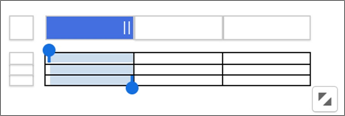 Touch-screen handles for resizing columns and rows