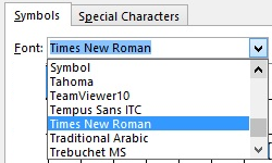 On the Symbols tab, identify the font.