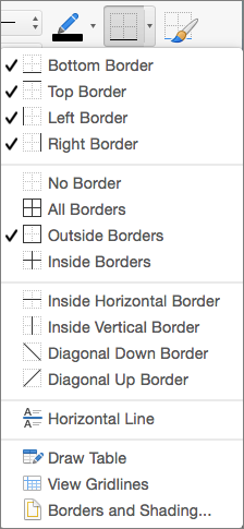 The border options are shown for the table design