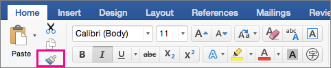 On the Home tab, the Copy formatting from one location and apply it to another option is highlighted.
