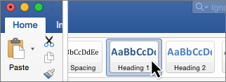 On the Ribbon click a heading style