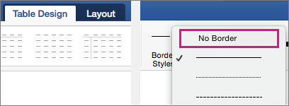 No Border is highlighted in Line Styles