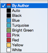 In the Track Change box, the Color options for By Author