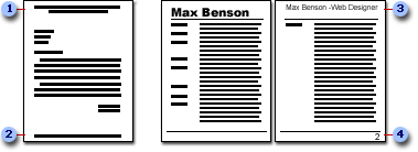 cover letter and resume with different headers and footers