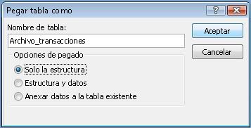 Pegar tabla como