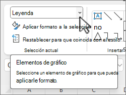 Seleccionar el botón desplegable Elementos de gráfico para elegir un elemento