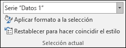 Seleccionar una opción de serie en las opciones > de gráfico Aplicar formato a > la selección actual