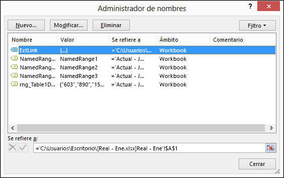 Cuadro de diálogo Administrador de nombres