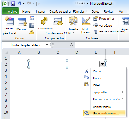 control de formato