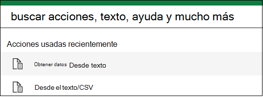 Opción Obtener datos de texto
