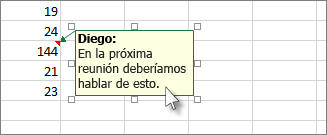 Haga clic en el borde del cuadro de comentarios para moverlo o cambiar su tamaño