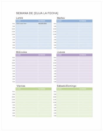 Plantilla de Calendar de citas semanales (Word)