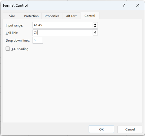 Cuadro de diálogo de control de formato