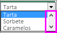 Se muestra la barra de desplazamiento.