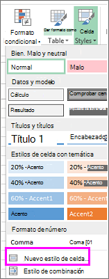Opción Nuevo estilo de celda