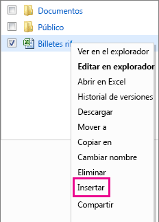 comando Insertar