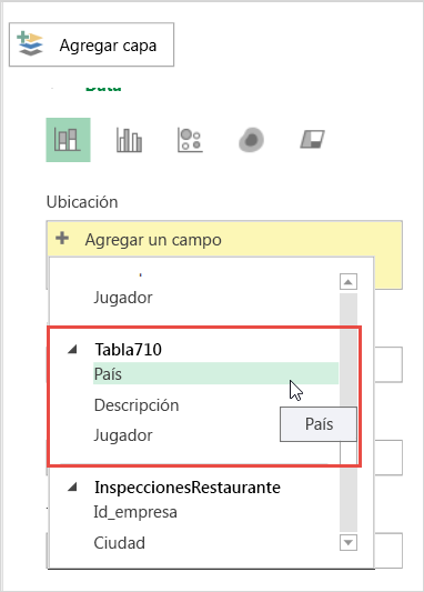 Agregar ubicación en panel Niveles