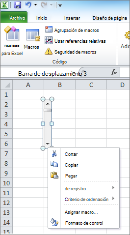 control de formato de barra scoll