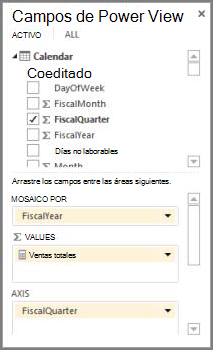 Lista de campos de Power View