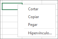 Hacer clic con el botón derecho para ver los comandos Copiar, Cortar y Pegar