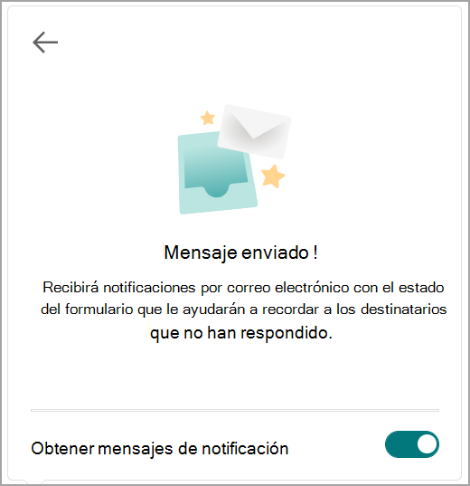Ventana de confirmación en la que se envió el mensaje con la opción de activar las notificaciones