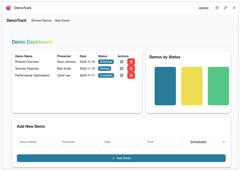 Captura de pantalla de la aplicación creada por App Builder