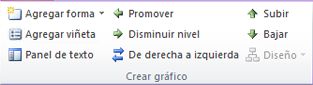 El grupo Crear gráfico en la pestaña Diseño de Herramientas de SmartArt